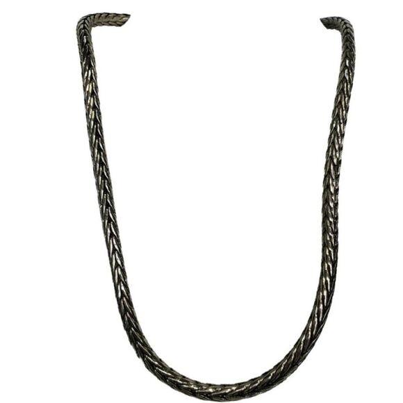 Vintage Antique Silver Toned Link Snake Chain Necklace 16’  Magnetic Clasp - Picture 4 of 7
